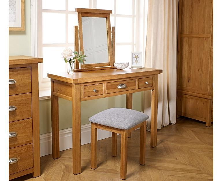 Robyn Oak 3 Drawer Dressing Table Oak Furniture Superstore