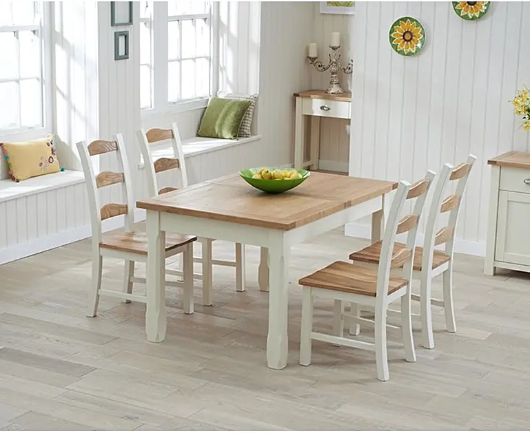 Somerset 130cm Oak and Cream Extending Dining Table with ...