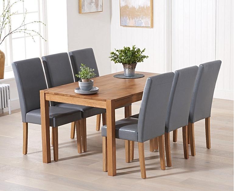 York 150cm Solid Oak Dining Table with Olivia Grey Chairs | Oak