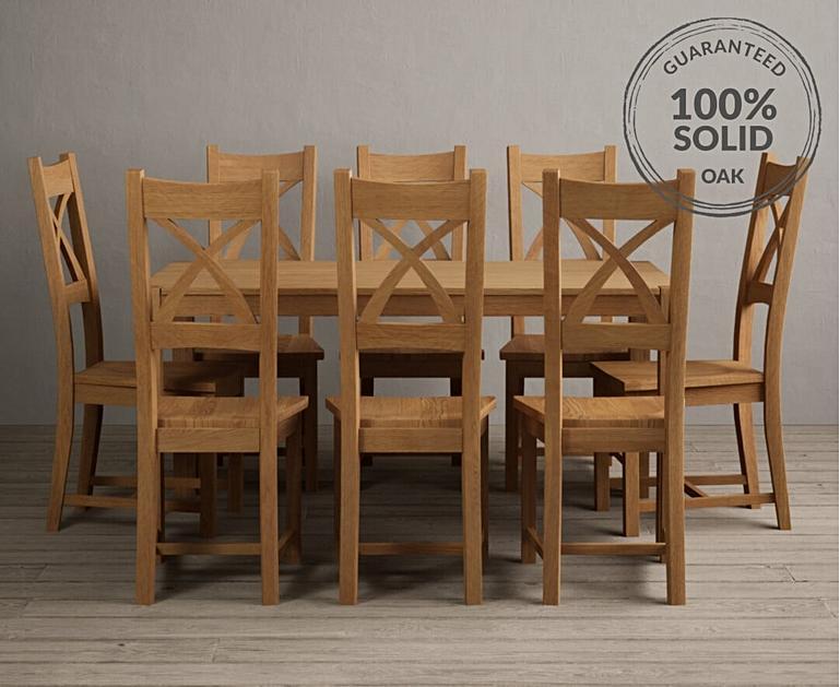York 150cm Solid Oak Dining Table with X Back Chairs | Oak Furniture