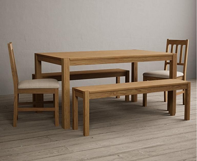 York 150cm Solid Oak Dining Table with York Chairs and Bench | Oak ...