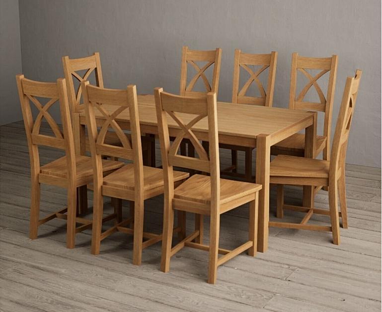 York 150cm Solid Oak Dining Table with X Back Chairs | Oak Furniture