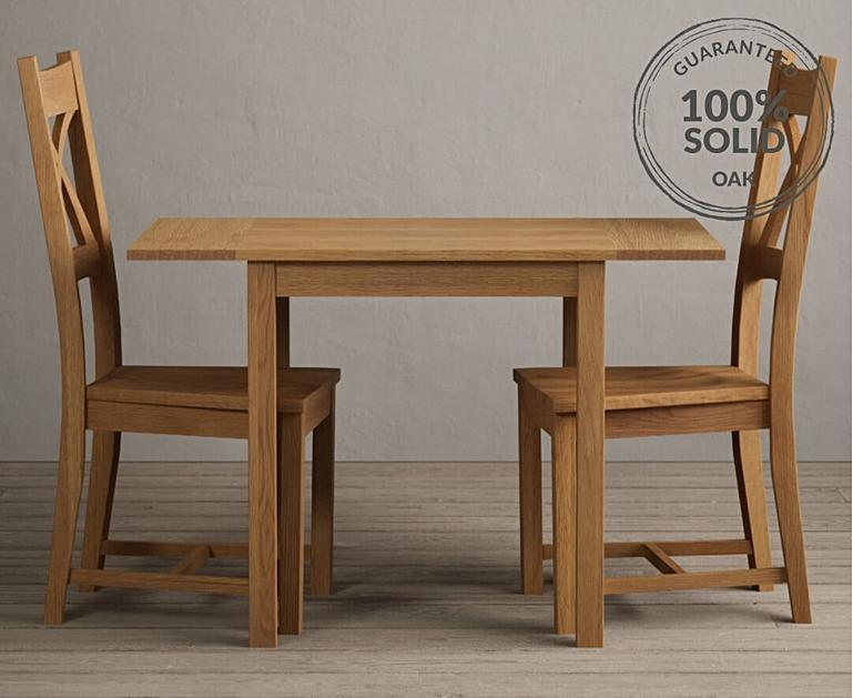 Extending York 70cm Solid Oak Dining Table with X Back Chairs Oak