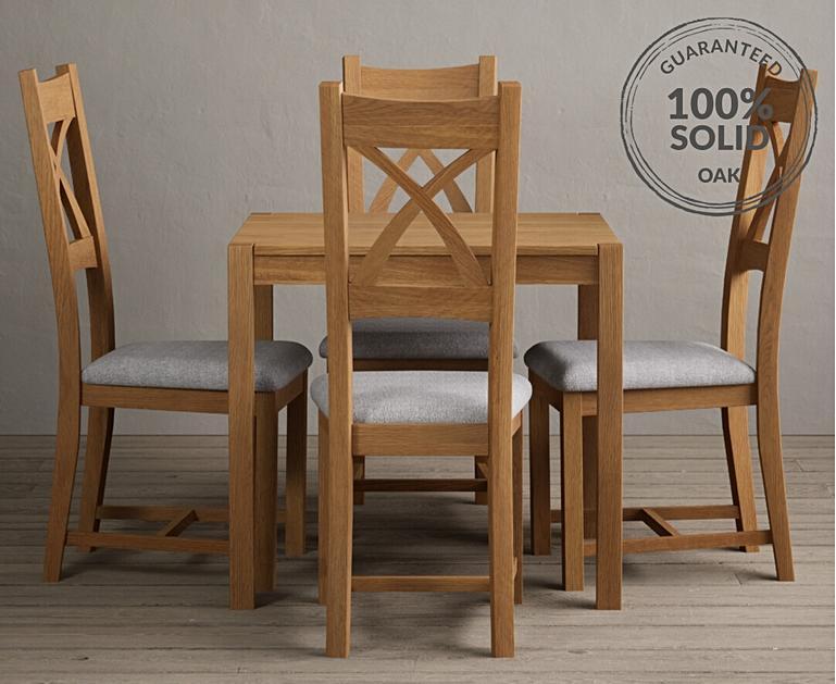 York 80cm Solid Oak Dining Table with X Back Chairs Oak Furniture