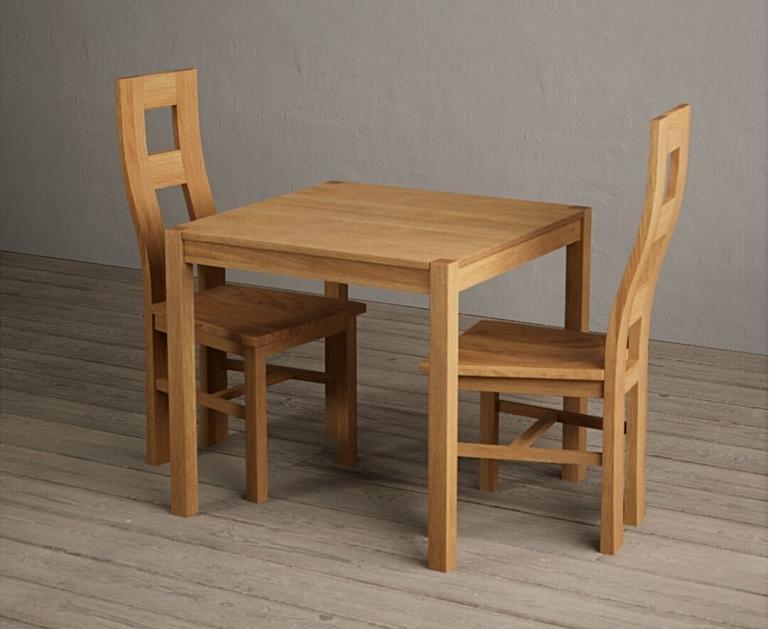 York 80cm Solid Oak Dining Table with Flow Back Chairs | Oak Furniture