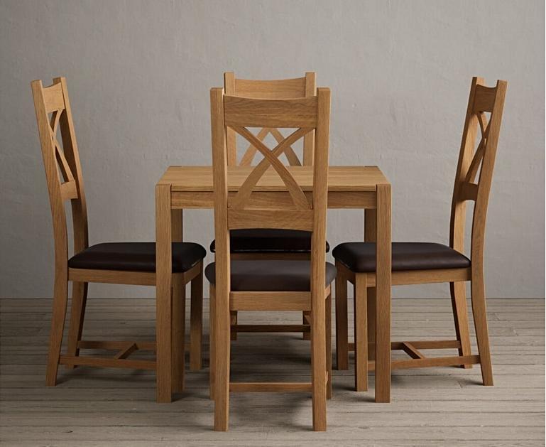 York 80cm Solid Oak Dining Table with X Back Chairs | Oak Furniture Superstore