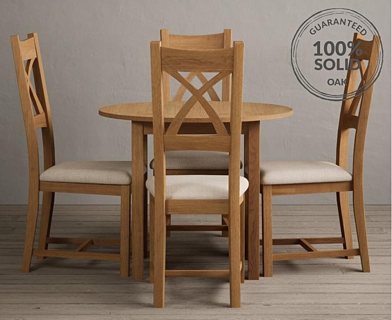 Extending York 90cm Solid Oak Dining Table with X Back Chairs Oak