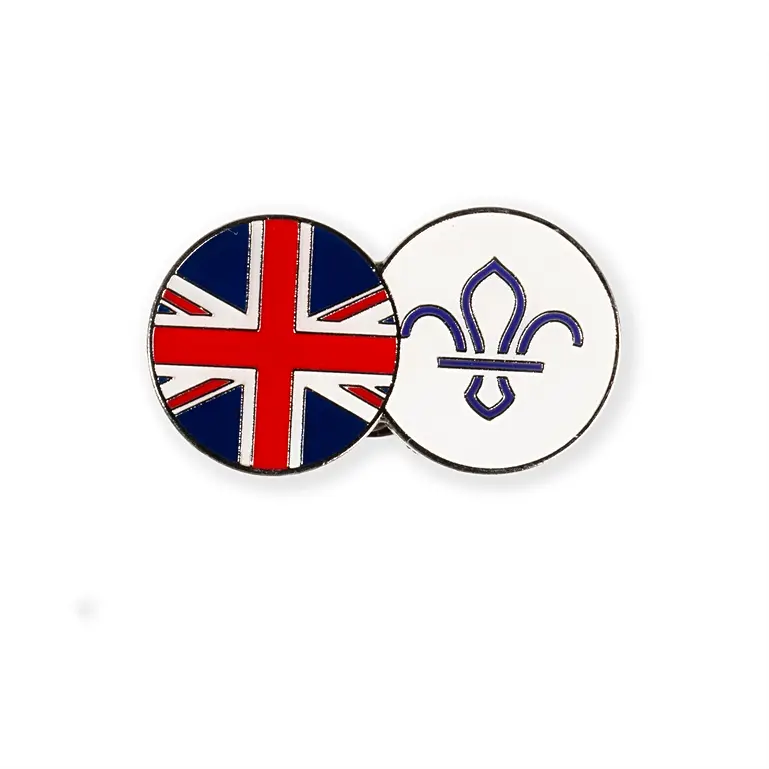 Scouts Dual Sided Pin Badge UK Flag / Fleur de Lis Accessories