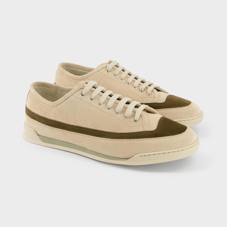 未使用品□John Lobb ジョンロブ COURT スウェードレザー レザー レースアップ ローカットスニーカー ベージュ イエロー 6 イタリア製 Mens Luxury Shoes | Court| John Lobb シーズンカテゴリー