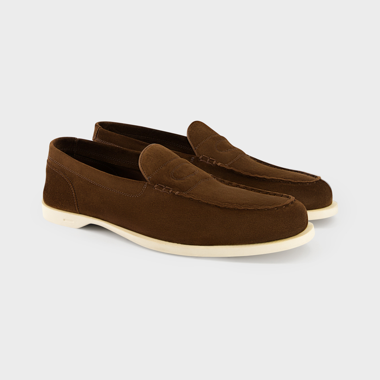 ドレスシューズ・革靴・ビジネスシューズ John Lobb Chocolate Suede Pace Loafers John Lobb - Pace Dark Brown Suede Loafer | Mitchell Stores