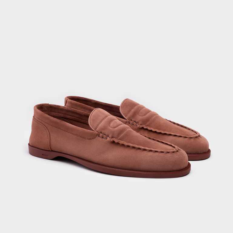 ドレスシューズ・革靴・ビジネスシューズ John Lobb Chocolate Suede Pace Loafers John Lobb - Pace Dark Brown Suede Loafer | Mitchell Stores