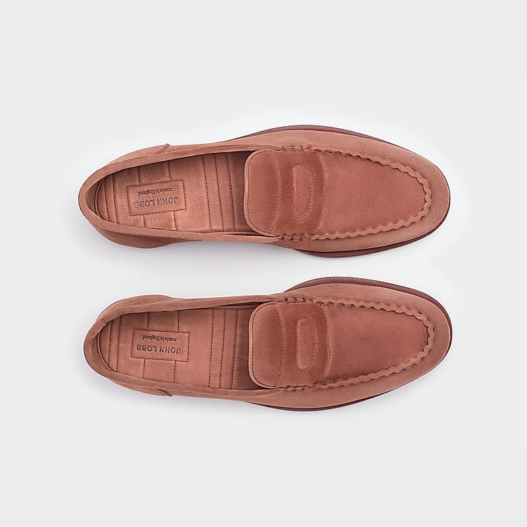 John Lobb Men\'s Pace Suede Penny Loafers in Mahogany Brown NWOB John Lobb Men main image 4