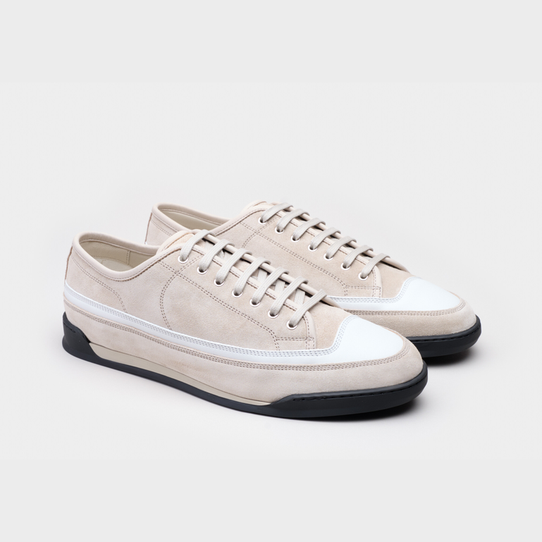 靴 JOHN LOBB MONACO White 7E Leather low trainers John Lobb