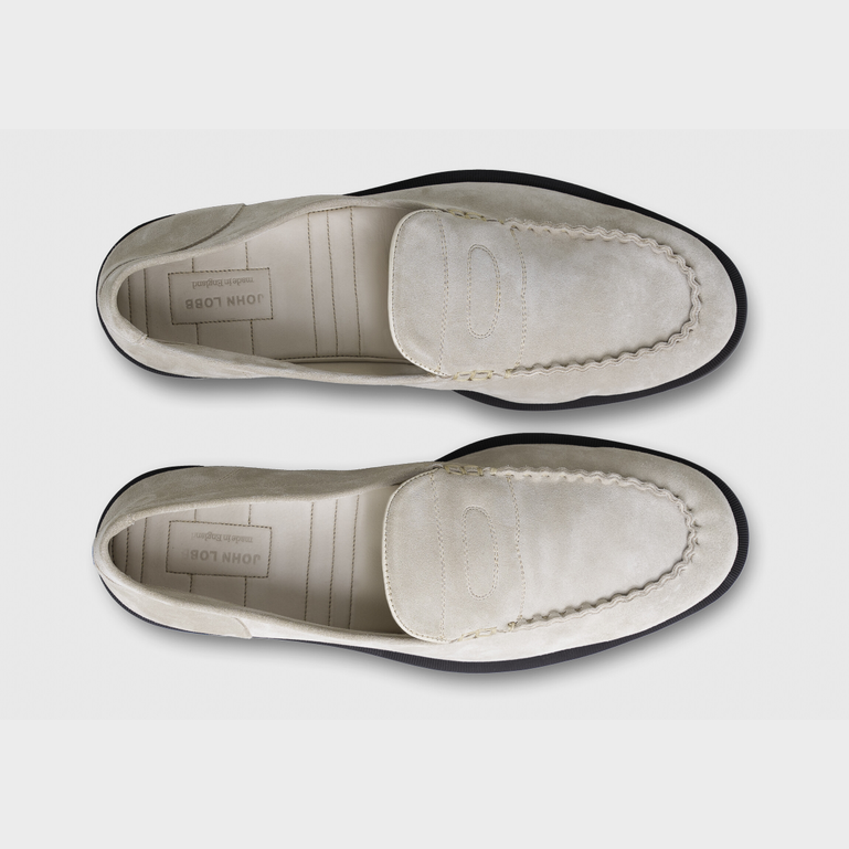 靴 JOHN LOBB MONACO  White 7E John Lobb - Levah Chalk Brushed Leather Sneaker | Mitchell