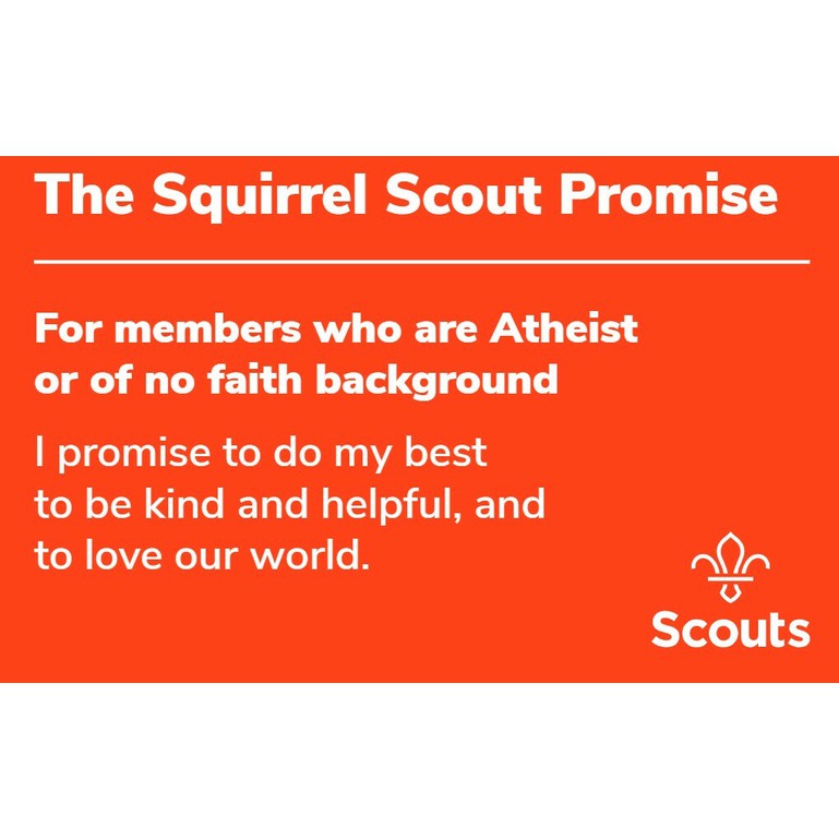 Squirrel Scouts Promise Card - Atheist or No Faith