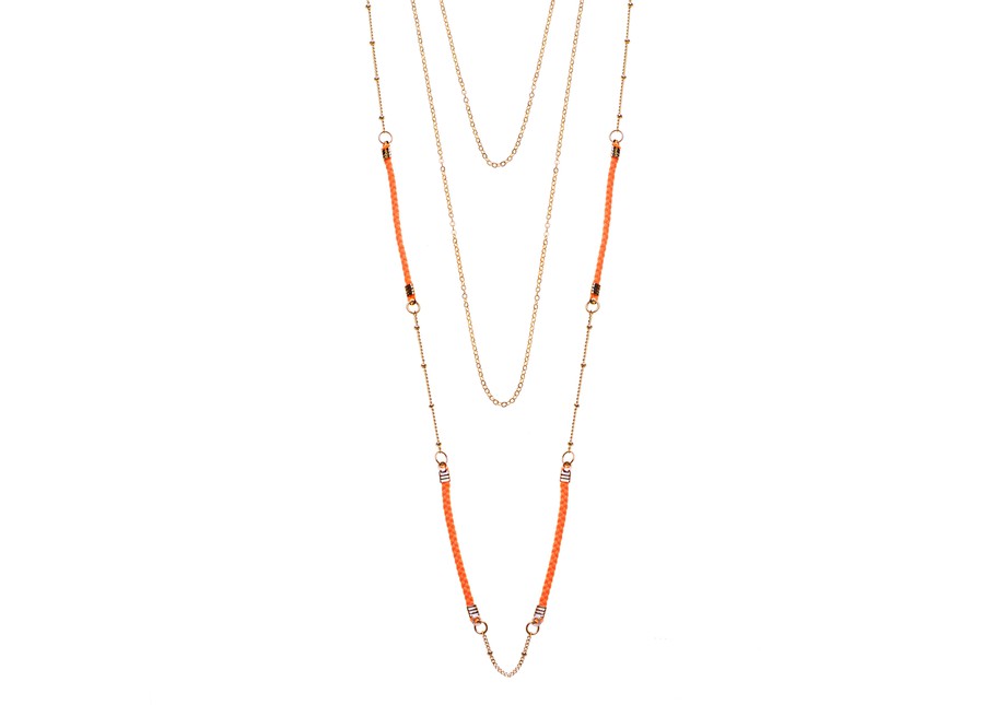 furniture shopping center row Triple Neon Row Orange Sag Necklace