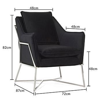 Lara Black Velvet Accent Chair with Chrome Legs