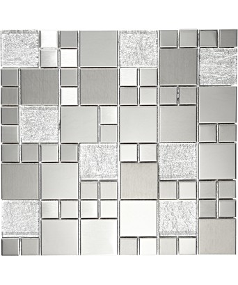 Metallic Random Silver Mix Mosaic Tile Topps Tiles