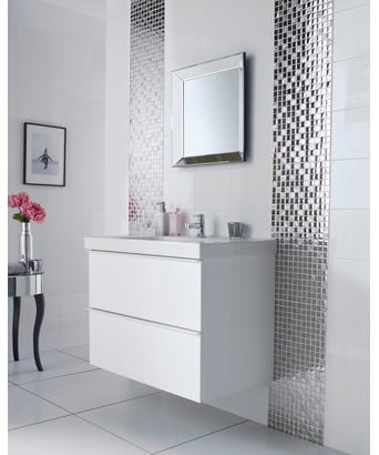 Slate Silver Square Mosaic Tile Topps, Mosaic Bathroom Tile