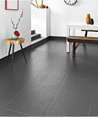 Slate Effect Black Floor Tile Topps Tiles, Black Tile Flooring