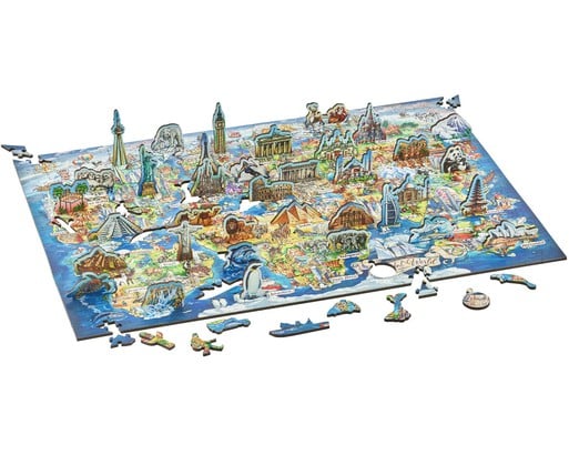 Puzzle Wooden World Map Simple