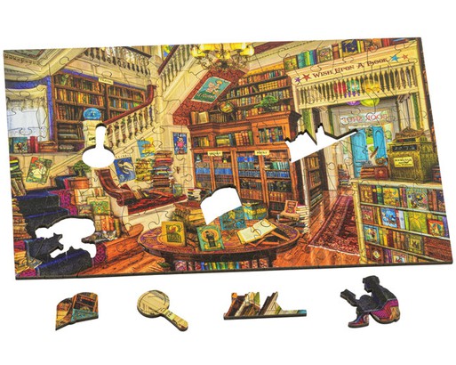 Wooden Jigsaw Puzzle wish Upon a Bookshop 1000 10 Pieces Family Gift  Wooden.city 