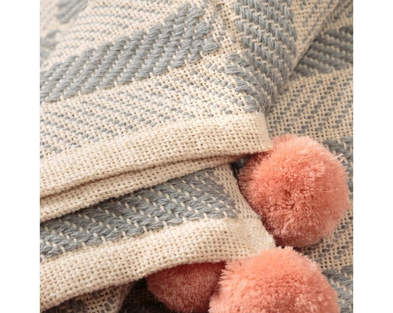 Woven Stripe Pom Pom Throw All Oliver Bonas