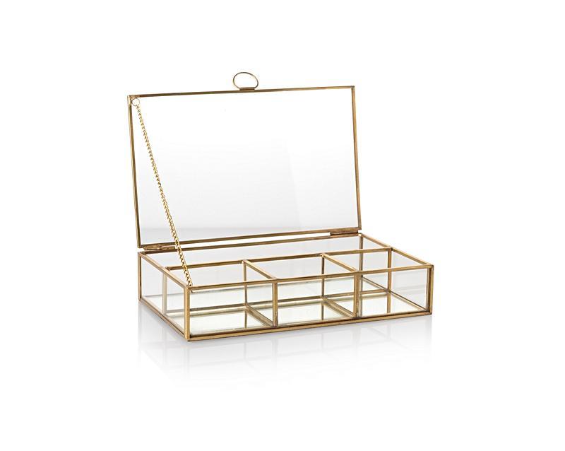 Medium Gold & Glass Mirrored Jewellery Box Oliver Bonas