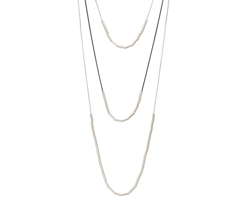 Multi Sesi Three Row Metallic Beaded Chain Necklace | Oliver Bonas