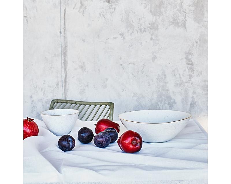 Aurelia White & Gold Serving Bowl Oliver Bonas