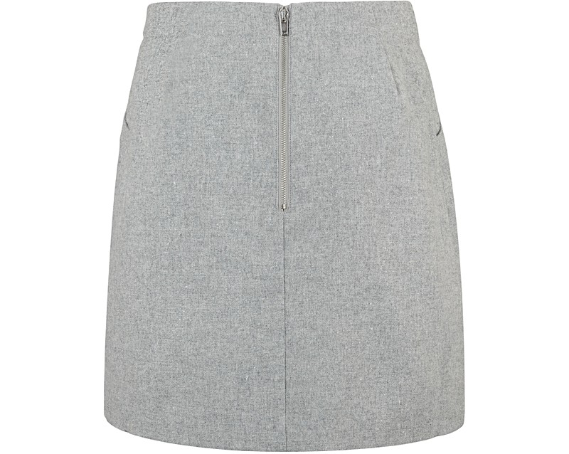 Grey Matilda Wool A-Line Skirt | Oliver Bonas