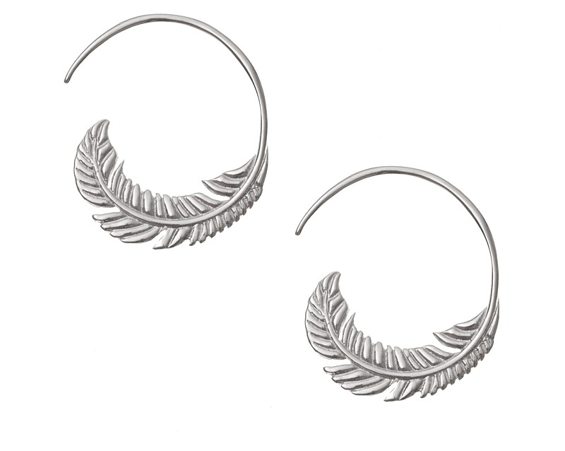 Silver Feather Silver Spiral Earrings | Oliver Bonas